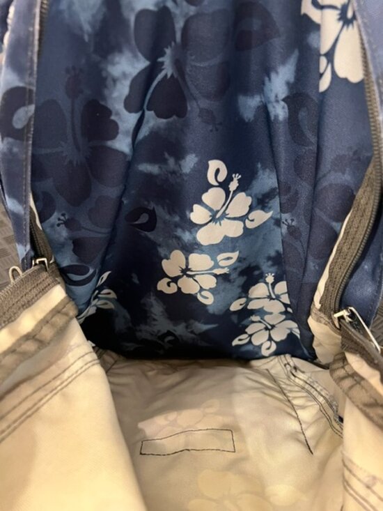 Vintage L.L. Bean Deluxe Book Pack Backpack Blue Floral Hibiscus Tie Dye 32L main image 11